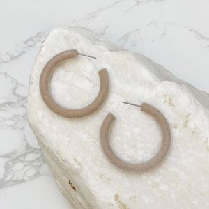 Gray Velvet Hoop Earrings